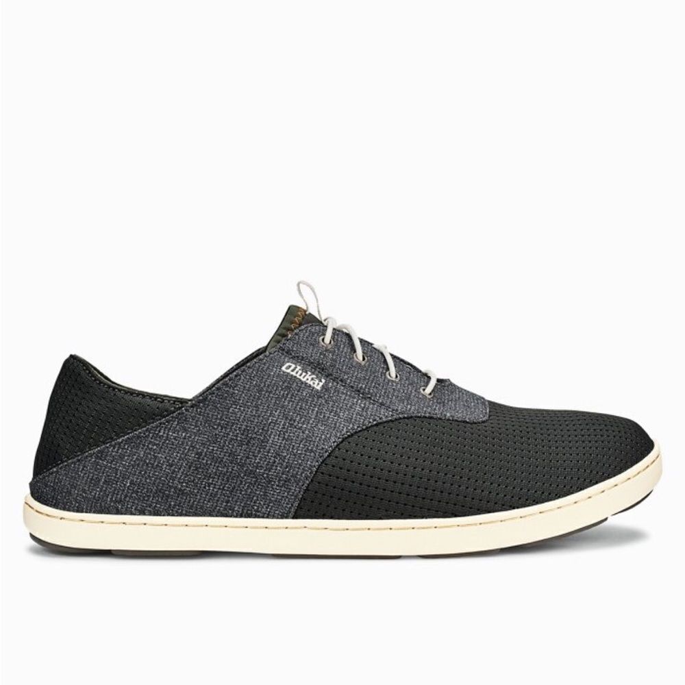 Olukai Nohea Moku Lightweight Mesh Slip On Deck Loafers in Dark Shadow Gray